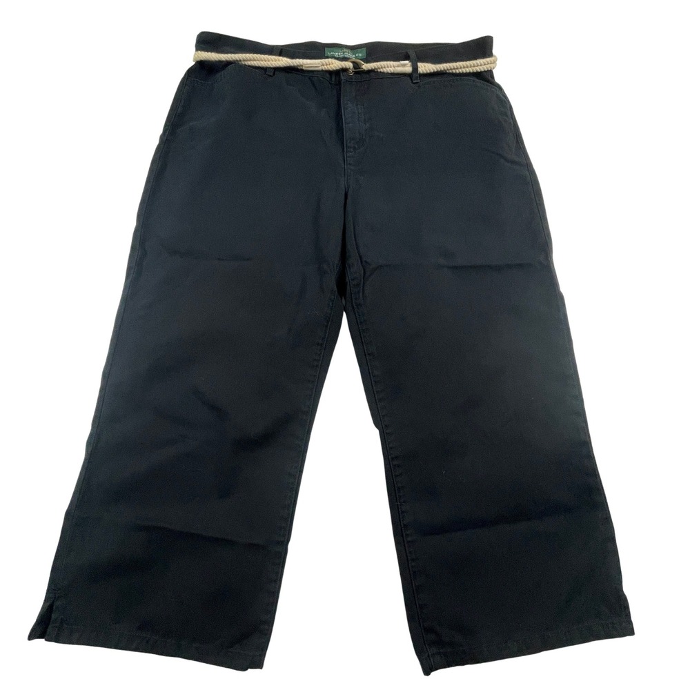 Lauren Jeans Co Ralph Lauren Womens Sz 14 Black High Rise Wide Leg Cropped Pants